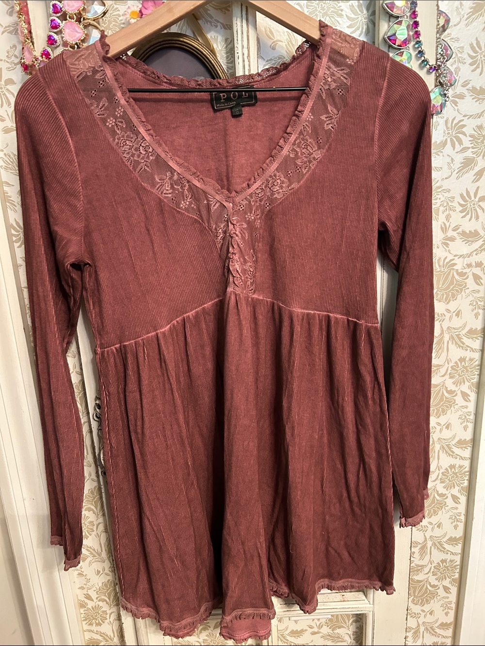 Pol babydoll burgundy top